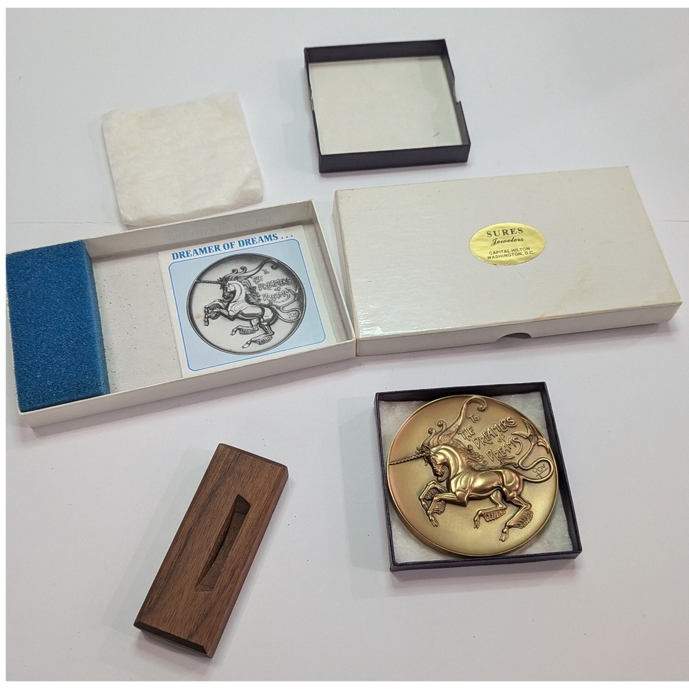 Medallic Art Co 1982 Calendar Medallion Unicorn Marcel Jovine Bronze OS Gold EX